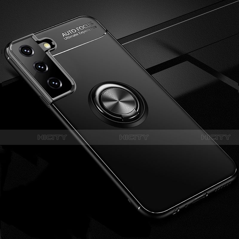 Coque Ultra Fine Silicone Souple Housse Etui avec Support Bague Anneau Aimante Magnetique pour Samsung Galaxy S21 5G Noir Plus