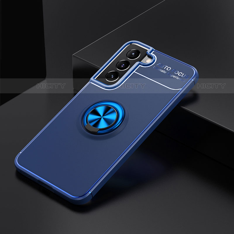 Coque Ultra Fine Silicone Souple Housse Etui avec Support Bague Anneau Aimante Magnetique pour Samsung Galaxy S21 Plus 5G Bleu Plus