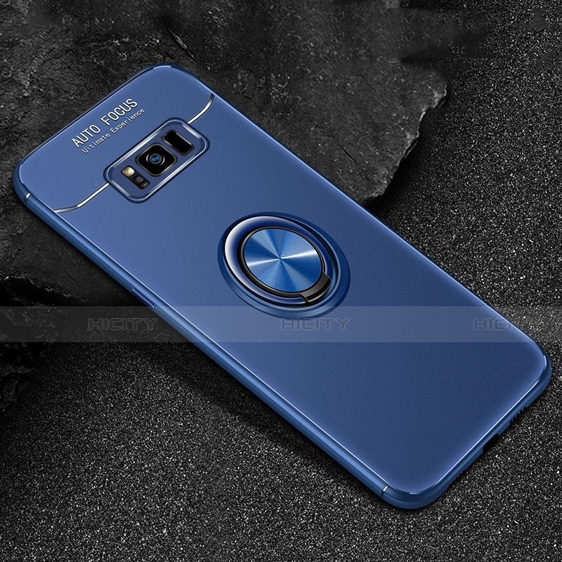 Coque Ultra Fine Silicone Souple Housse Etui avec Support Bague Anneau Aimante Magnetique pour Samsung Galaxy S8 Plus Bleu Plus
