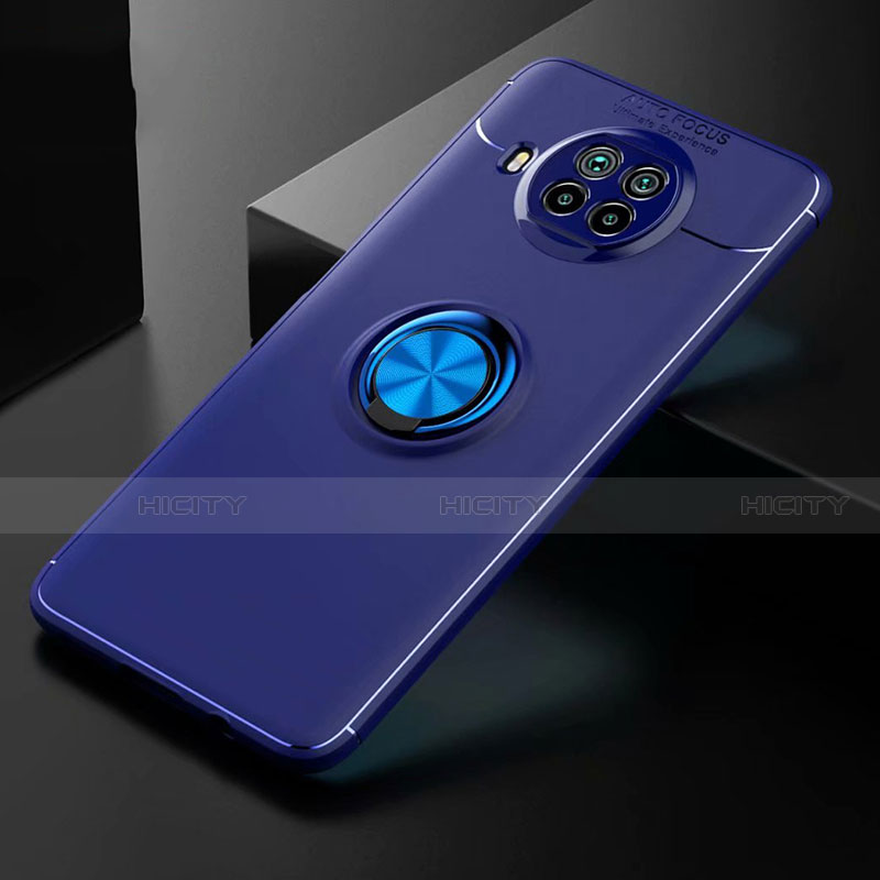 Coque Ultra Fine Silicone Souple Housse Etui avec Support Bague Anneau Aimante Magnetique pour Xiaomi Mi 10T Lite 5G Bleu Plus