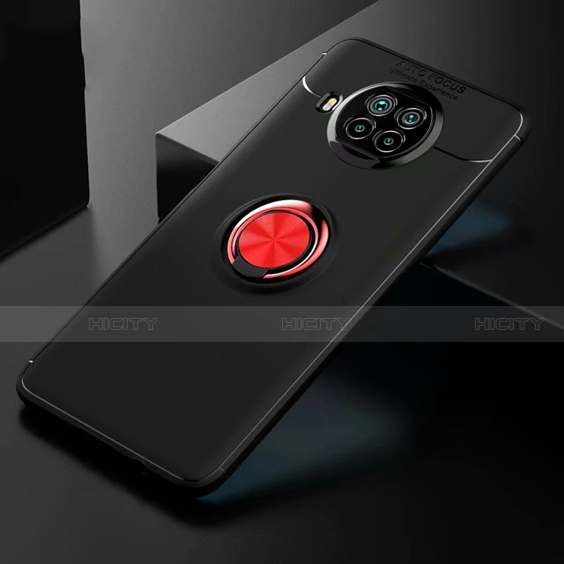Coque Ultra Fine Silicone Souple Housse Etui avec Support Bague Anneau Aimante Magnetique pour Xiaomi Mi 10T Lite 5G Rouge et Noir Plus