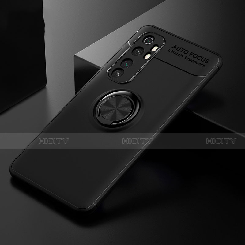 Coque Ultra Fine Silicone Souple Housse Etui avec Support Bague Anneau Aimante Magnetique pour Xiaomi Mi Note 10 Lite Noir Plus