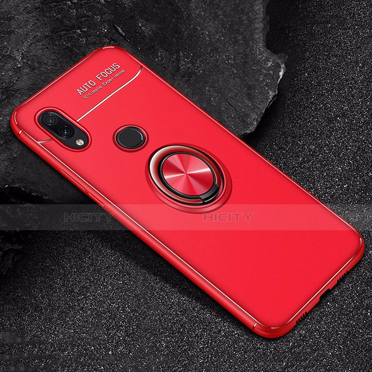 Coque Ultra Fine Silicone Souple Housse Etui avec Support Bague Anneau Aimante Magnetique pour Xiaomi Redmi Note 7 Pro Rouge Plus