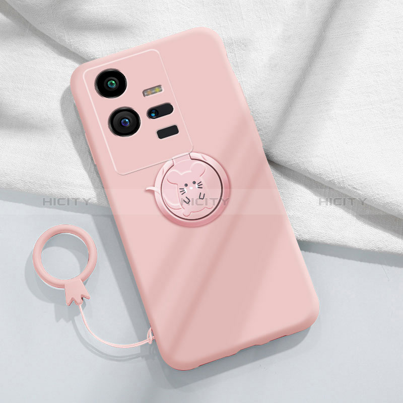 Coque Ultra Fine Silicone Souple Housse Etui avec Support Bague Anneau Aimante Magnetique S02 pour Vivo iQOO 11 Pro 5G Plus