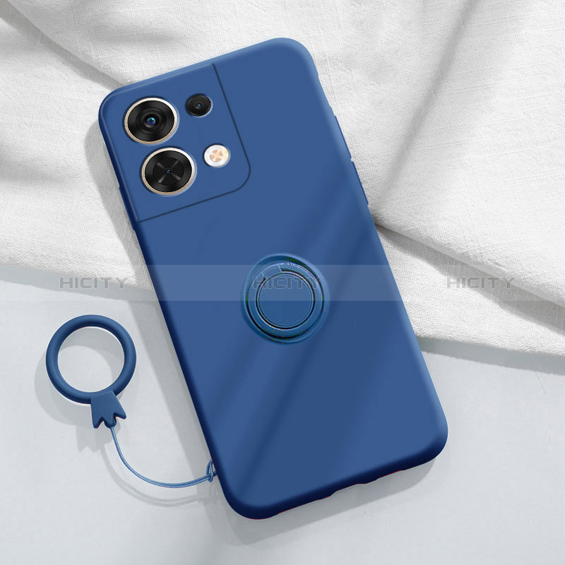 Coque Ultra Fine Silicone Souple Housse Etui avec Support Bague Anneau Aimante Magnetique S04 pour Xiaomi Redmi Note 13 Pro 5G Bleu Plus