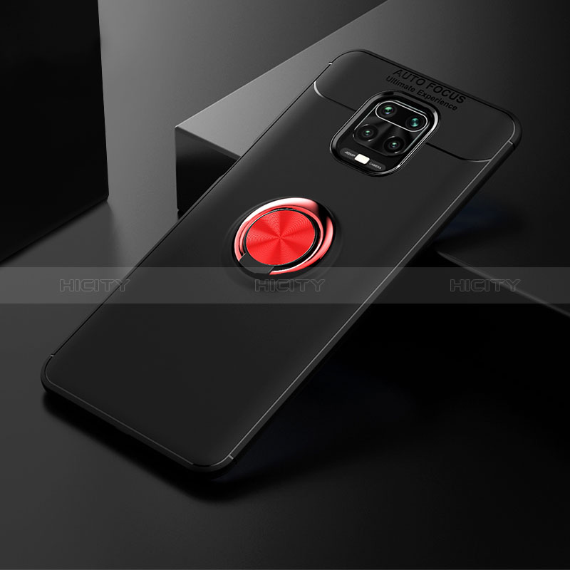 Coque Ultra Fine Silicone Souple Housse Etui avec Support Bague Anneau Aimante Magnetique SD1 pour Xiaomi Redmi Note 9 Pro Rouge et Noir Plus