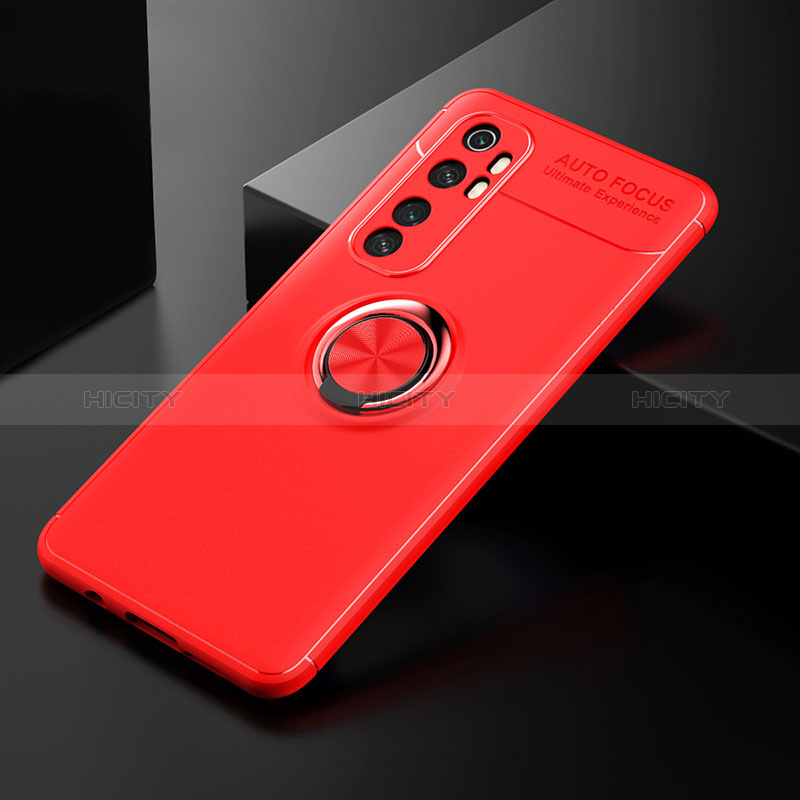 Coque Ultra Fine Silicone Souple Housse Etui avec Support Bague Anneau Aimante Magnetique SD2 pour Xiaomi Mi Note 10 Lite Rouge Plus