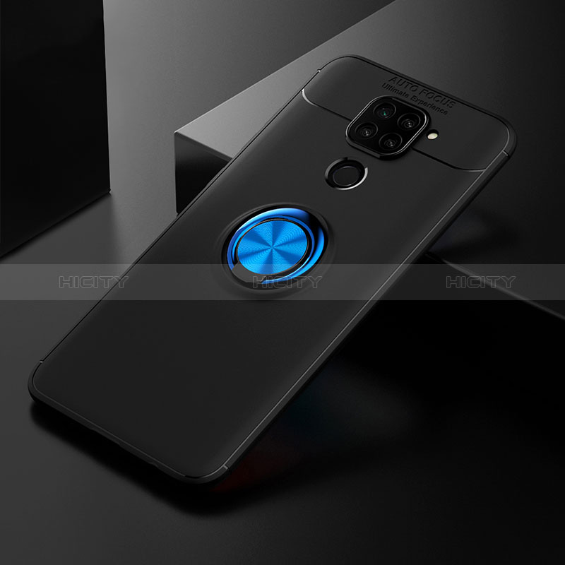 Coque Ultra Fine Silicone Souple Housse Etui avec Support Bague Anneau Aimante Magnetique SD2 pour Xiaomi Redmi 10X 4G Bleu et Noir Plus