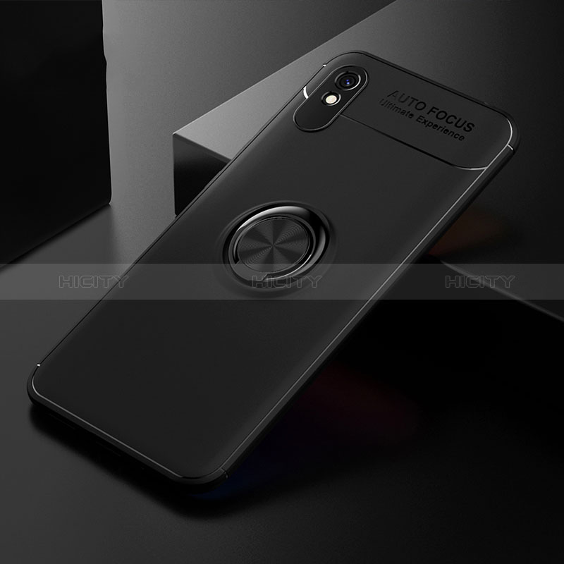 Coque Ultra Fine Silicone Souple Housse Etui avec Support Bague Anneau Aimante Magnetique SD2 pour Xiaomi Redmi 9A Noir Plus