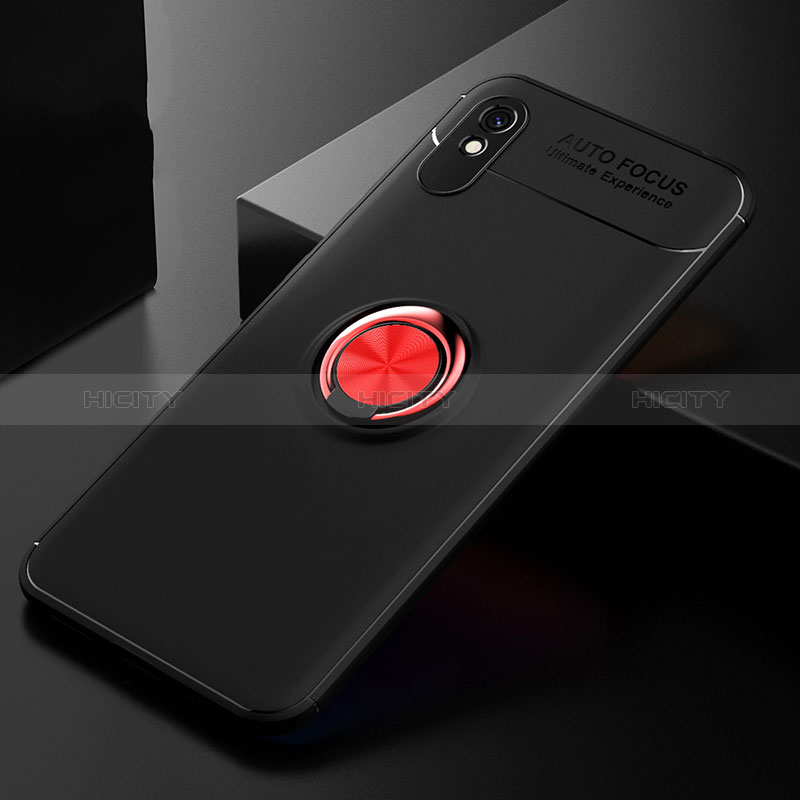 Coque Ultra Fine Silicone Souple Housse Etui avec Support Bague Anneau Aimante Magnetique SD2 pour Xiaomi Redmi 9A Rouge et Noir Plus