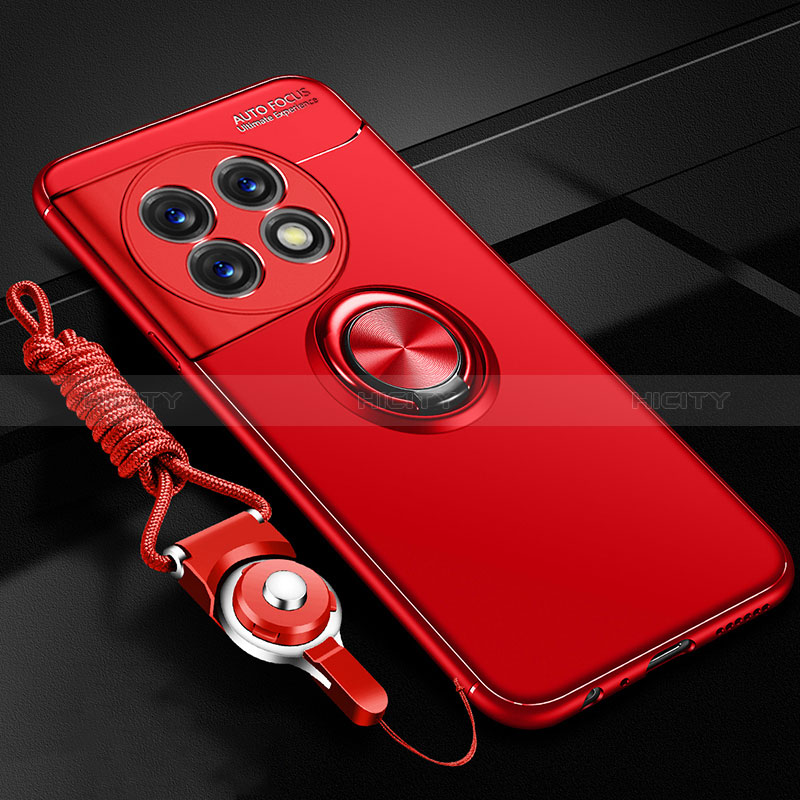 Coque Ultra Fine Silicone Souple Housse Etui avec Support Bague Anneau Aimante Magnetique SD3 pour OnePlus 11R 5G Rouge Plus