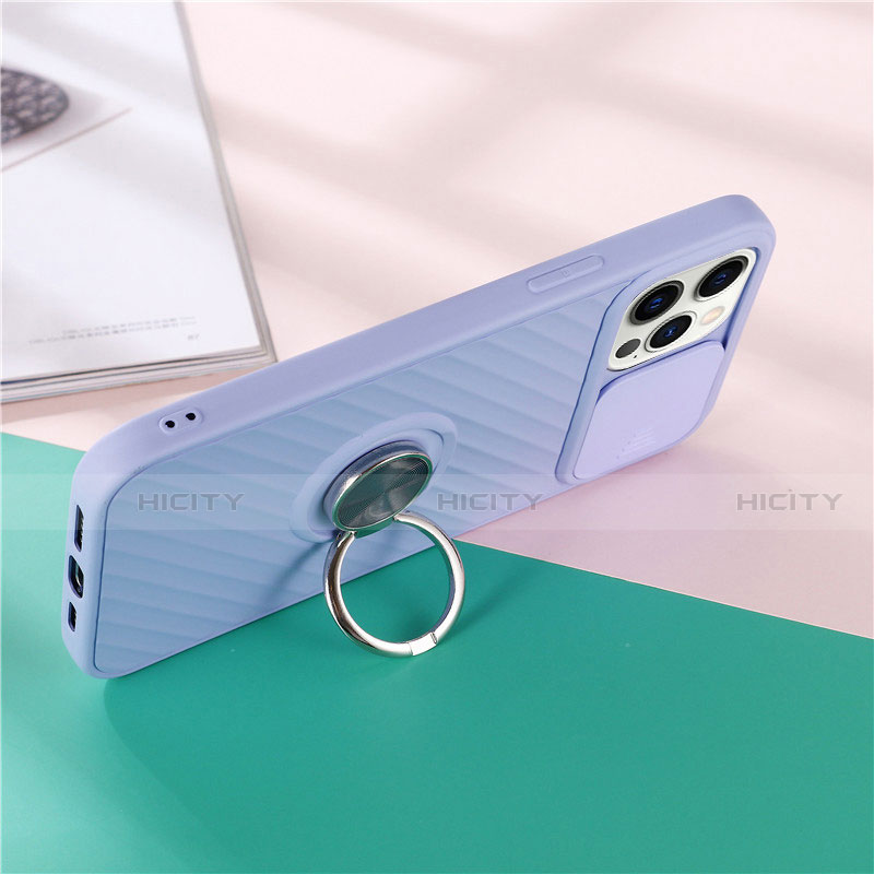 Coque Ultra Fine Silicone Souple Housse Etui avec Support Bague Anneau Aimante Magnetique T01 pour Apple iPhone 12 Pro Max Plus
