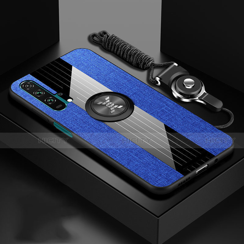 Coque Ultra Fine Silicone Souple Housse Etui avec Support Bague Anneau Aimante Magnetique T01 pour Huawei Honor 20 Pro Bleu Plus