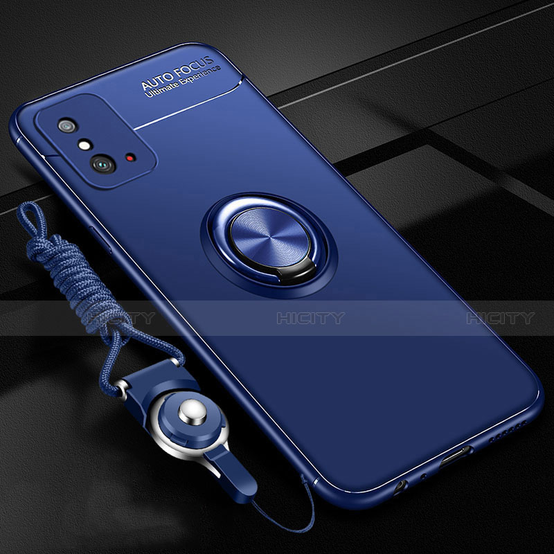 Coque Ultra Fine Silicone Souple Housse Etui avec Support Bague Anneau Aimante Magnetique T01 pour Huawei Honor X10 Max 5G Bleu Plus