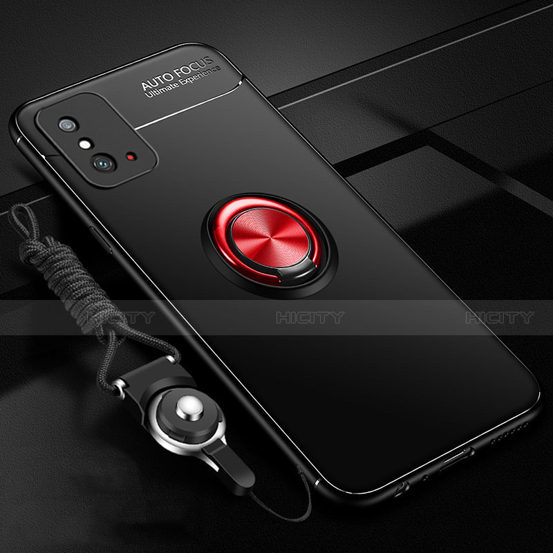 Coque Ultra Fine Silicone Souple Housse Etui avec Support Bague Anneau Aimante Magnetique T01 pour Huawei Honor X10 Max 5G Rouge et Noir Plus