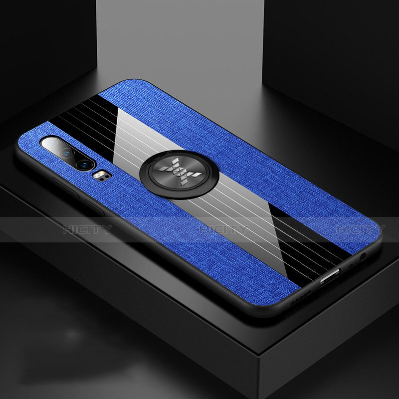 Coque Ultra Fine Silicone Souple Housse Etui avec Support Bague Anneau Aimante Magnetique T01 pour Huawei P30 Bleu Plus