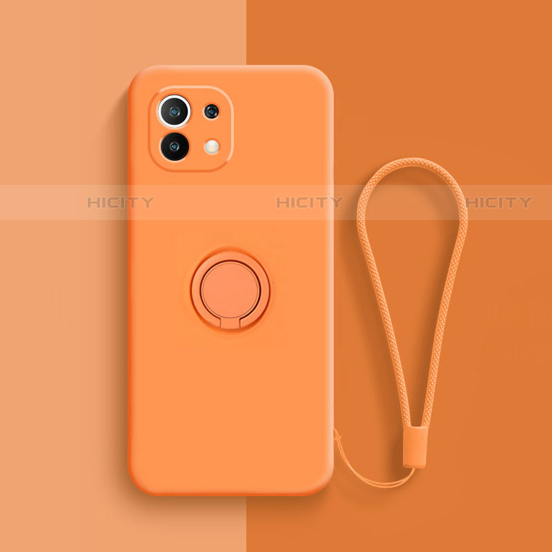 Coque Ultra Fine Silicone Souple Housse Etui avec Support Bague Anneau Aimante Magnetique T01 pour Xiaomi Mi 11 5G Orange Plus