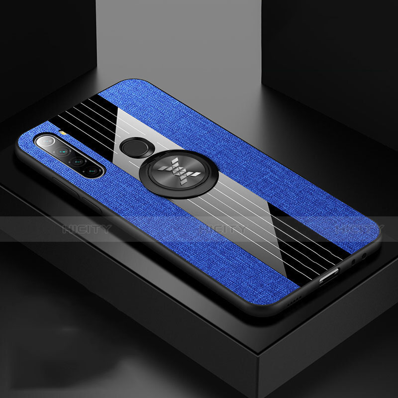 Coque Ultra Fine Silicone Souple Housse Etui avec Support Bague Anneau Aimante Magnetique T01 pour Xiaomi Redmi Note 8 (2021) Bleu Plus