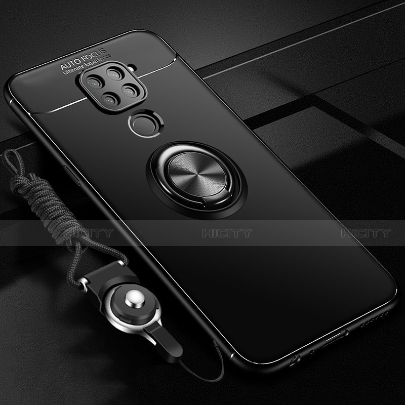 Coque Ultra Fine Silicone Souple Housse Etui avec Support Bague Anneau Aimante Magnetique T01 pour Xiaomi Redmi Note 9 Noir Plus