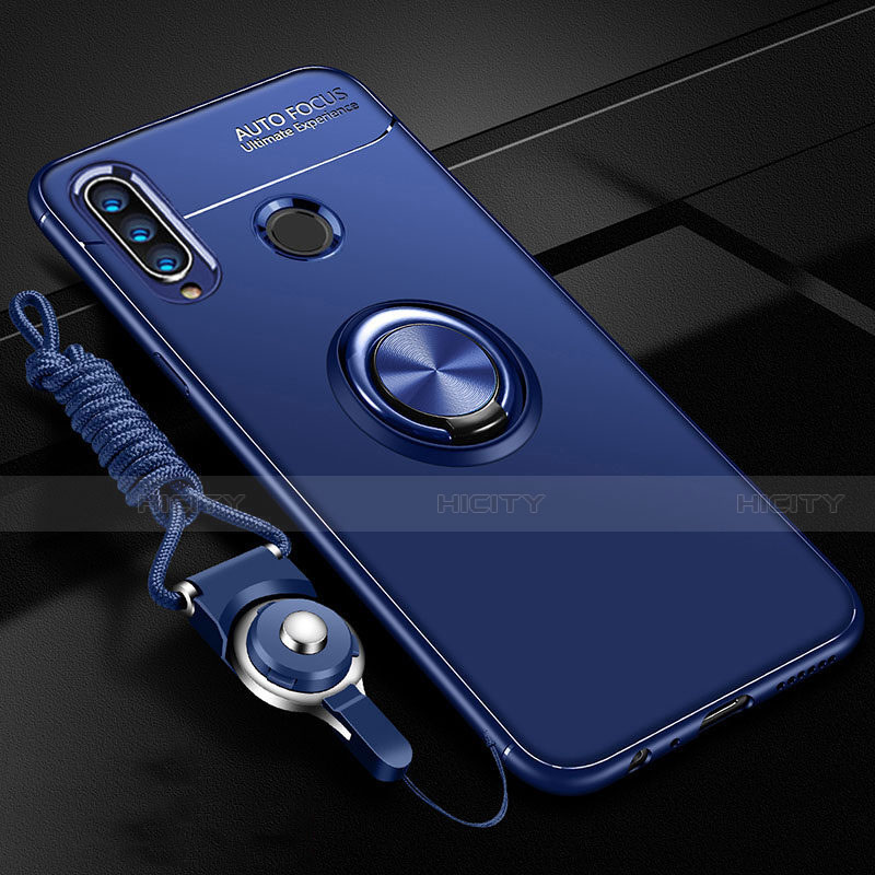 Coque Ultra Fine Silicone Souple Housse Etui avec Support Bague Anneau Aimante Magnetique T02 pour Huawei P30 Lite New Edition Bleu Plus