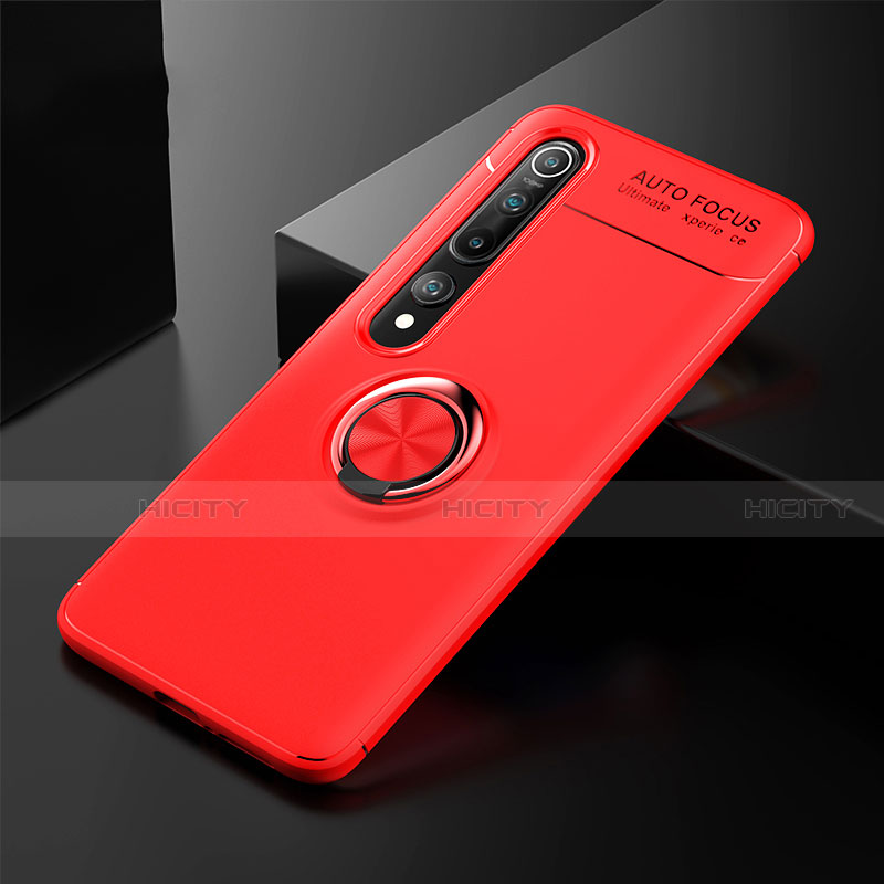 Coque Ultra Fine Silicone Souple Housse Etui avec Support Bague Anneau Aimante Magnetique T02 pour Xiaomi Mi 10 Rouge Plus