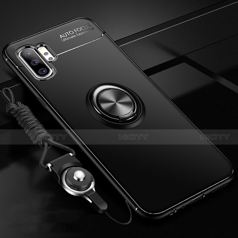 Coque Ultra Fine Silicone Souple Housse Etui avec Support Bague Anneau Aimante Magnetique T03 pour Samsung Galaxy Note 10 Plus 5G Noir Plus