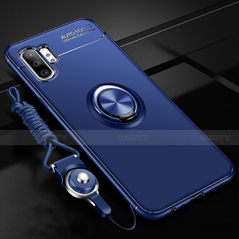 Coque Ultra Fine Silicone Souple Housse Etui avec Support Bague Anneau Aimante Magnetique T03 pour Samsung Galaxy Note 10 Plus Bleu Plus