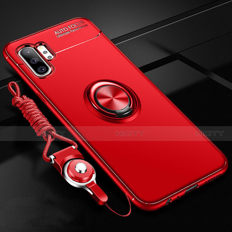 Coque Ultra Fine Silicone Souple Housse Etui avec Support Bague Anneau Aimante Magnetique T03 pour Samsung Galaxy Note 10 Plus Rouge Plus