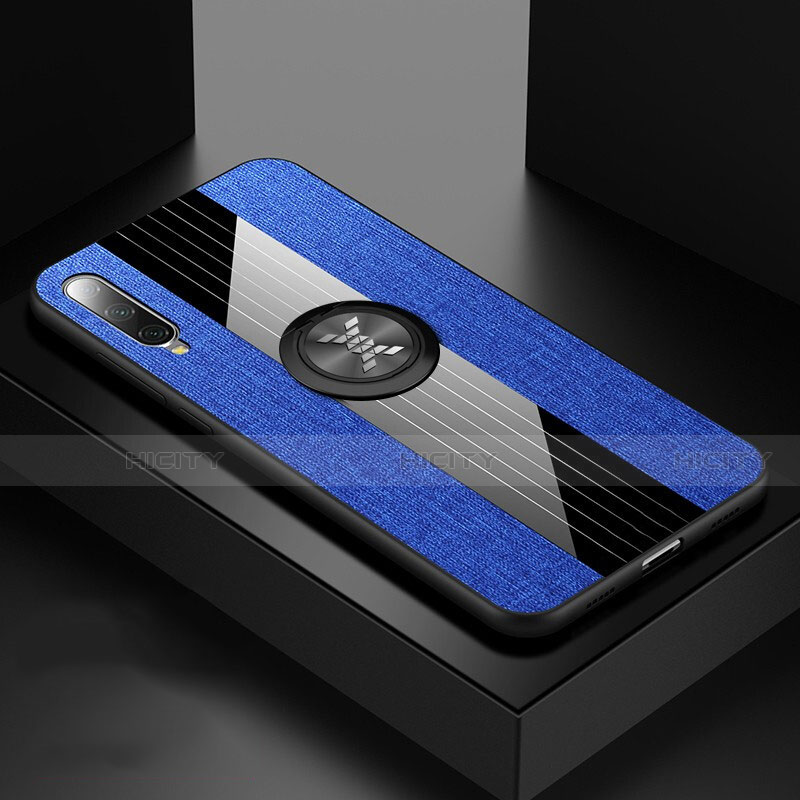 Coque Ultra Fine Silicone Souple Housse Etui avec Support Bague Anneau Aimante Magnetique T03 pour Xiaomi Mi A3 Bleu Plus