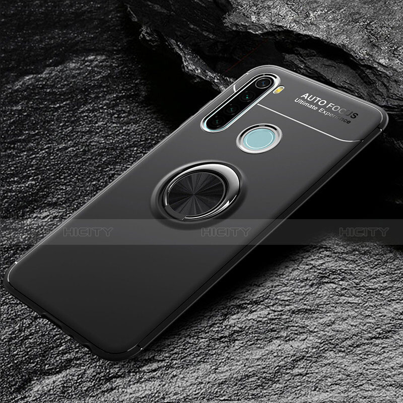 Coque Ultra Fine Silicone Souple Housse Etui avec Support Bague Anneau Aimante Magnetique T04 pour Xiaomi Redmi Note 8 Noir Plus