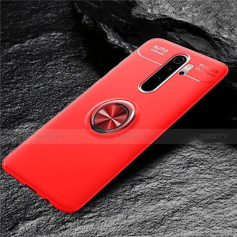 Coque Ultra Fine Silicone Souple Housse Etui avec Support Bague Anneau Aimante Magnetique T04 pour Xiaomi Redmi Note 8 Pro Rouge Plus