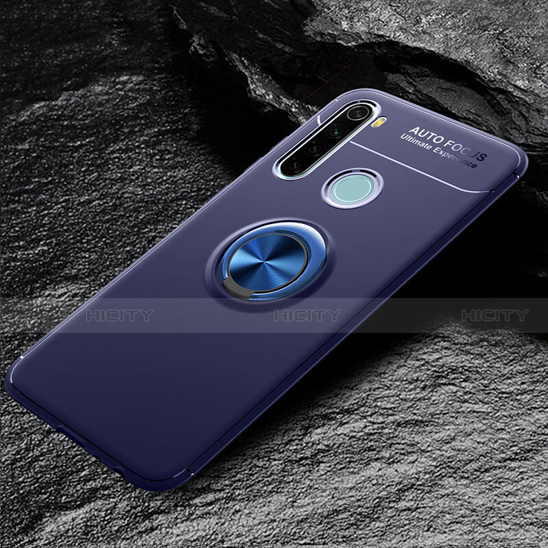 Coque Ultra Fine Silicone Souple Housse Etui avec Support Bague Anneau Aimante Magnetique T04 pour Xiaomi Redmi Note 8T Bleu Plus