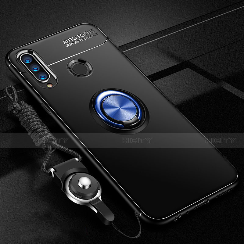 Coque Ultra Fine Silicone Souple Housse Etui avec Support Bague Anneau Aimante Magnetique T05 pour Huawei Honor 20 Lite Bleu et Noir Plus