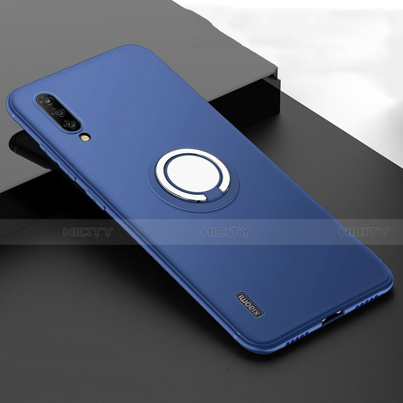 Coque Ultra Fine Silicone Souple Housse Etui avec Support Bague Anneau Aimante Magnetique T05 pour Xiaomi Mi A3 Bleu Plus