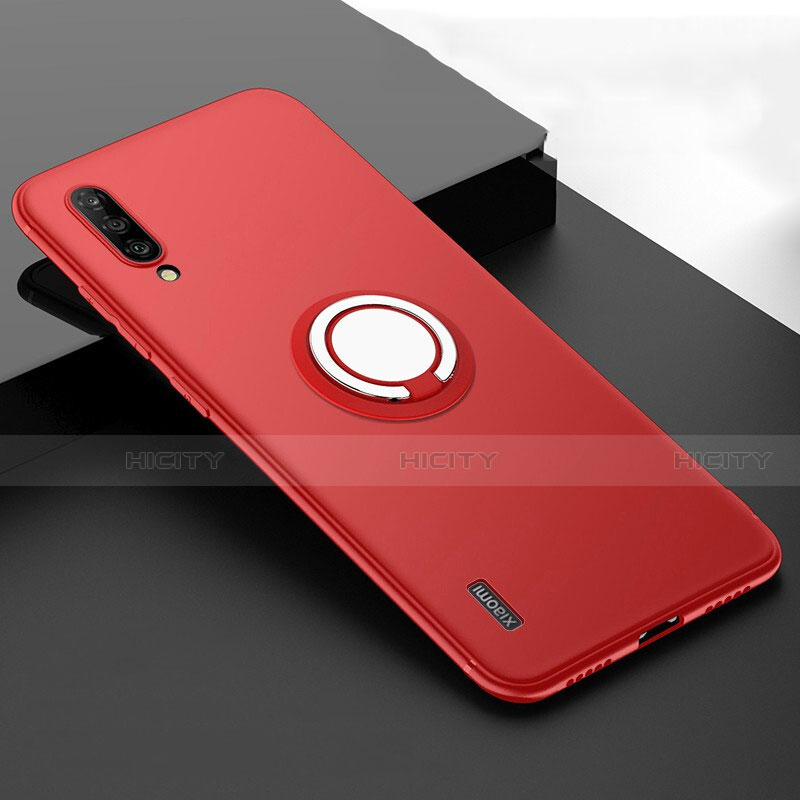 Coque Ultra Fine Silicone Souple Housse Etui avec Support Bague Anneau Aimante Magnetique T05 pour Xiaomi Mi A3 Rouge Plus