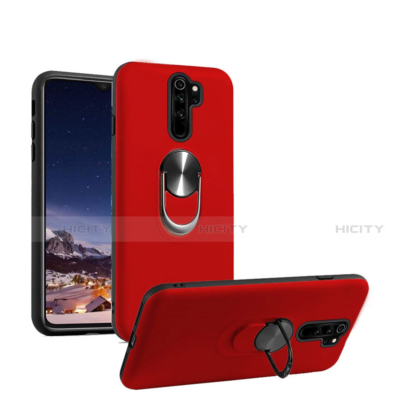 Coque Ultra Fine Silicone Souple Housse Etui avec Support Bague Anneau Aimante Magnetique T05 pour Xiaomi Redmi Note 8 Pro Rouge Plus