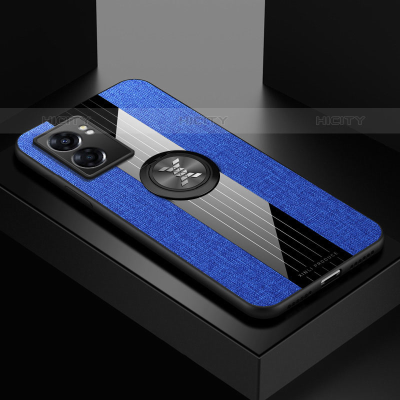 Coque Ultra Fine Silicone Souple Housse Etui avec Support Bague Anneau Aimante Magnetique X01L pour OnePlus Nord N300 5G Bleu Plus