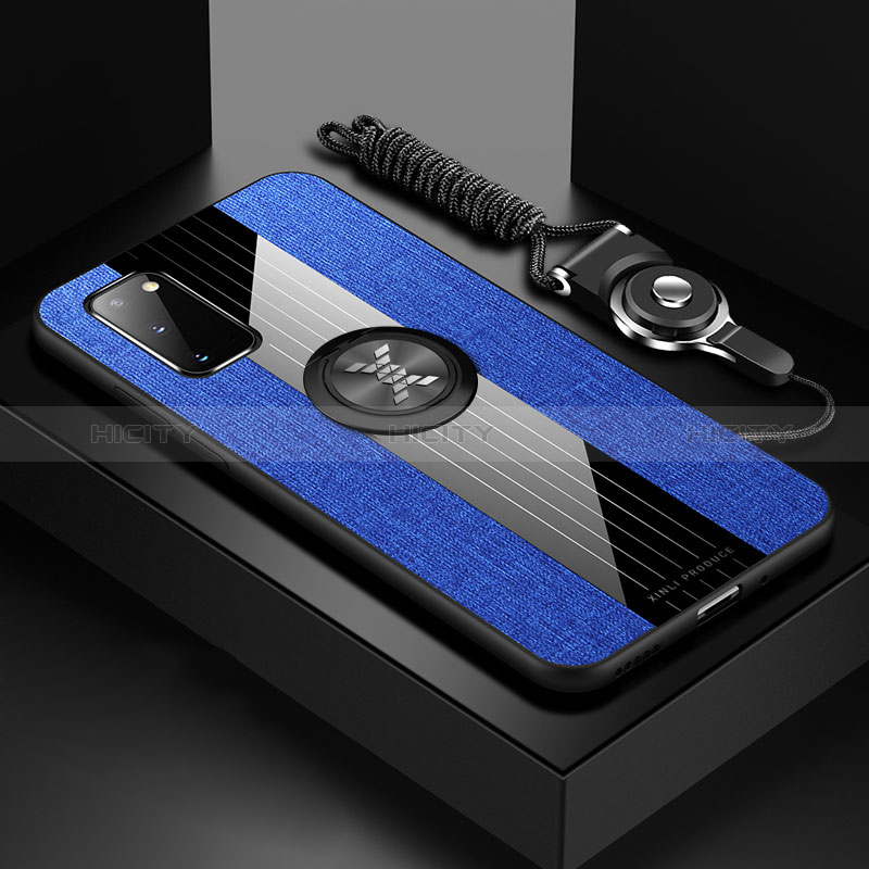 Coque Ultra Fine Silicone Souple Housse Etui avec Support Bague Anneau Aimante Magnetique X03L pour Samsung Galaxy S20 5G Bleu Plus