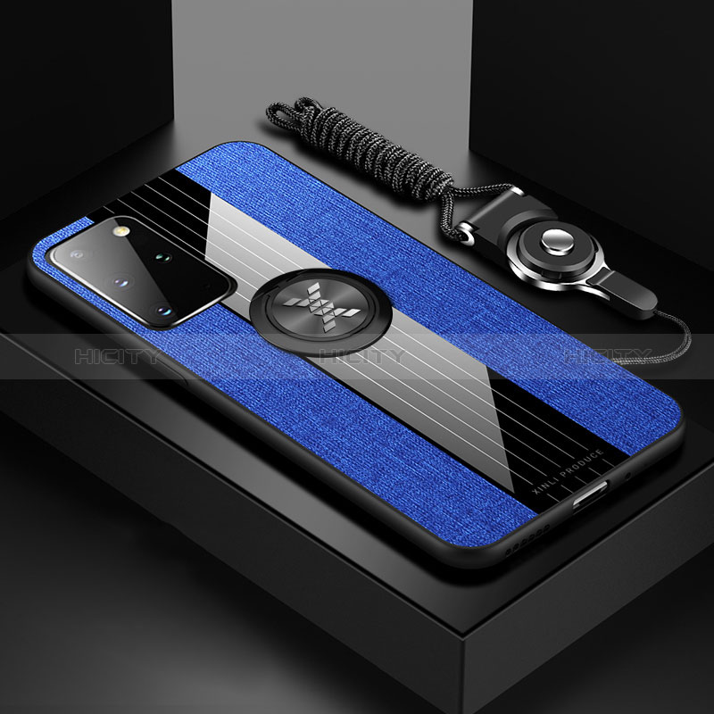 Coque Ultra Fine Silicone Souple Housse Etui avec Support Bague Anneau Aimante Magnetique X03L pour Samsung Galaxy S20 Plus Bleu Plus