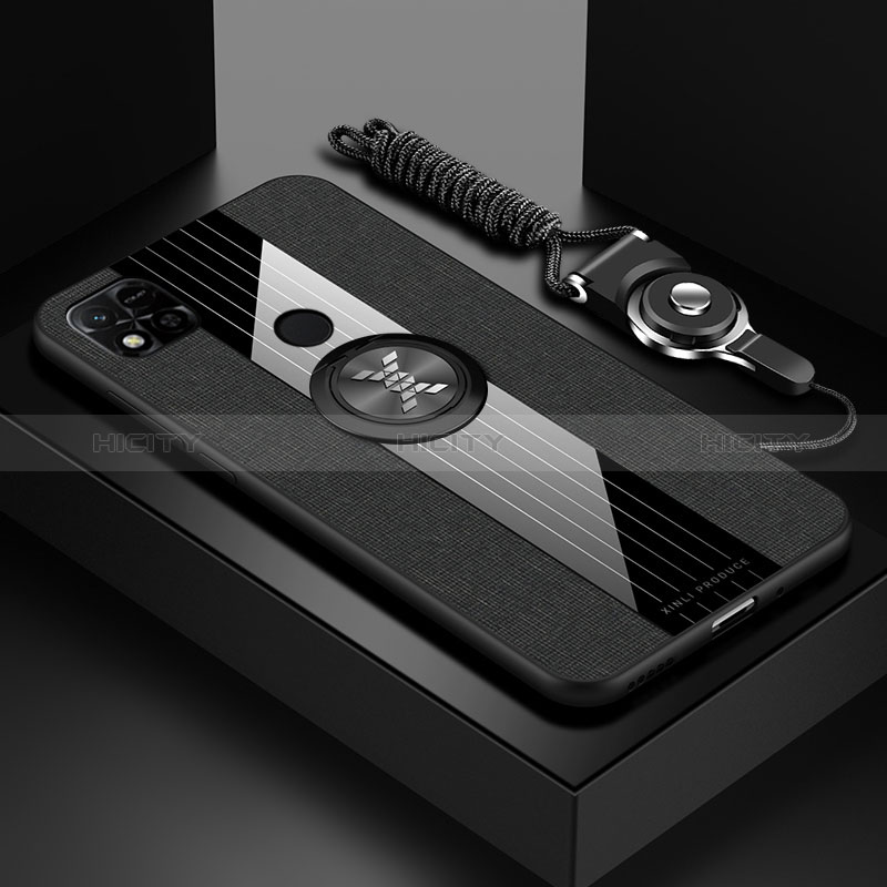 Coque Ultra Fine Silicone Souple Housse Etui avec Support Bague Anneau Aimante Magnetique X03L pour Xiaomi Redmi 10A 4G Noir Plus