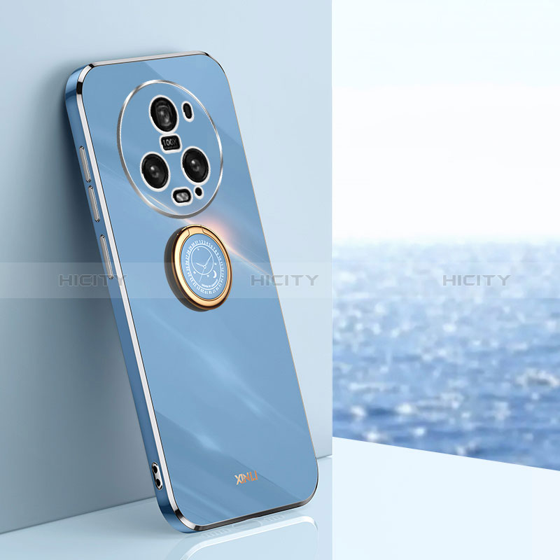 Coque Ultra Fine Silicone Souple Housse Etui avec Support Bague Anneau Aimante Magnetique XL1 pour Huawei Honor Magic5 Pro 5G Bleu Plus