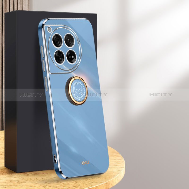 Coque Ultra Fine Silicone Souple Housse Etui avec Support Bague Anneau Aimante Magnetique XL1 pour OnePlus 12R 5G Bleu Plus