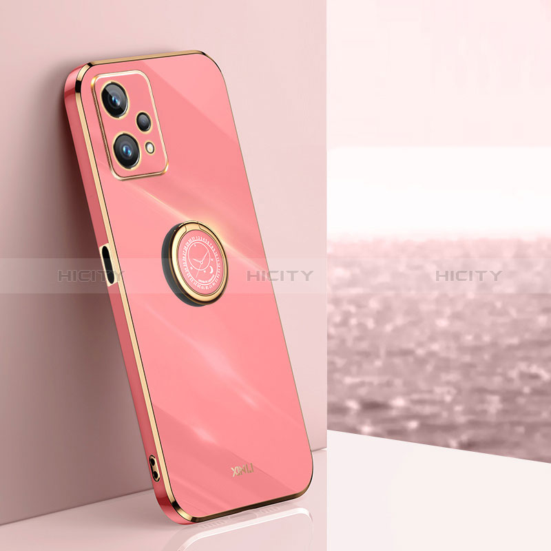 Coque Ultra Fine Silicone Souple Housse Etui avec Support Bague Anneau Aimante Magnetique XL1 pour Realme 9 5G Rose Rouge Plus