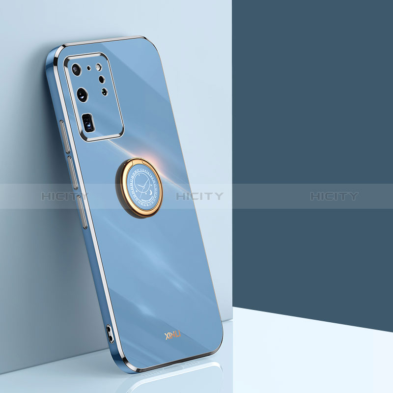 Coque Ultra Fine Silicone Souple Housse Etui avec Support Bague Anneau Aimante Magnetique XL1 pour Samsung Galaxy S20 Ultra 5G Bleu Plus