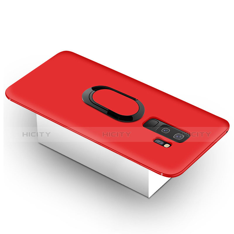 Coque Ultra Fine Silicone Souple Housse Etui avec Support Bague Anneau Aimante pour Samsung Galaxy S9 Plus Rouge Plus
