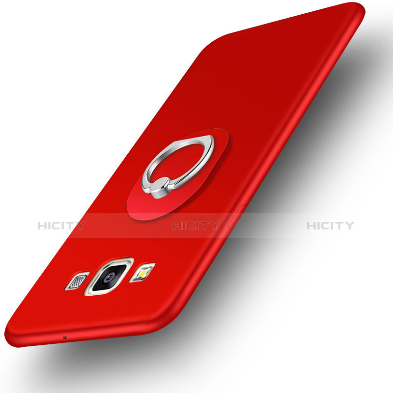 Coque Ultra Fine Silicone Souple Housse Etui avec Support Bague Anneau pour Samsung Galaxy A3 SM-300F Rouge Plus