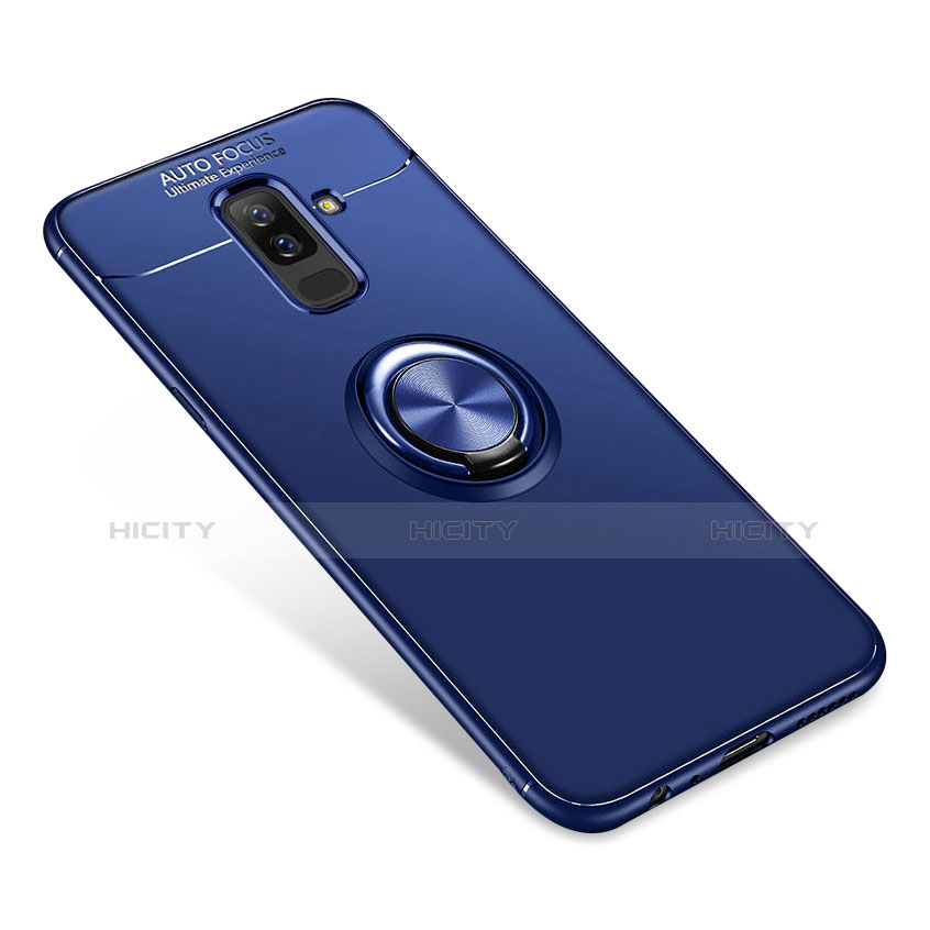 Coque Ultra Fine Silicone Souple Housse Etui avec Support Bague Anneau pour Samsung Galaxy A9 Star Lite Bleu Plus