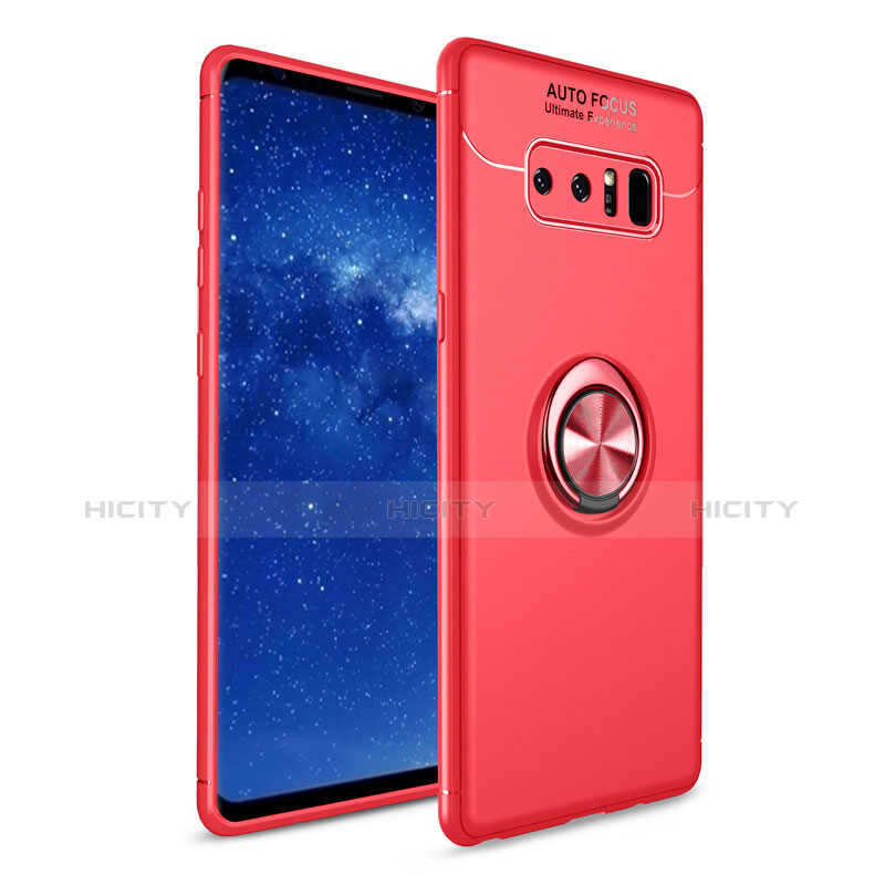 Coque Ultra Fine Silicone Souple Housse Etui avec Support Bague Anneau pour Samsung Galaxy Note 8 Duos N950F Rouge Plus