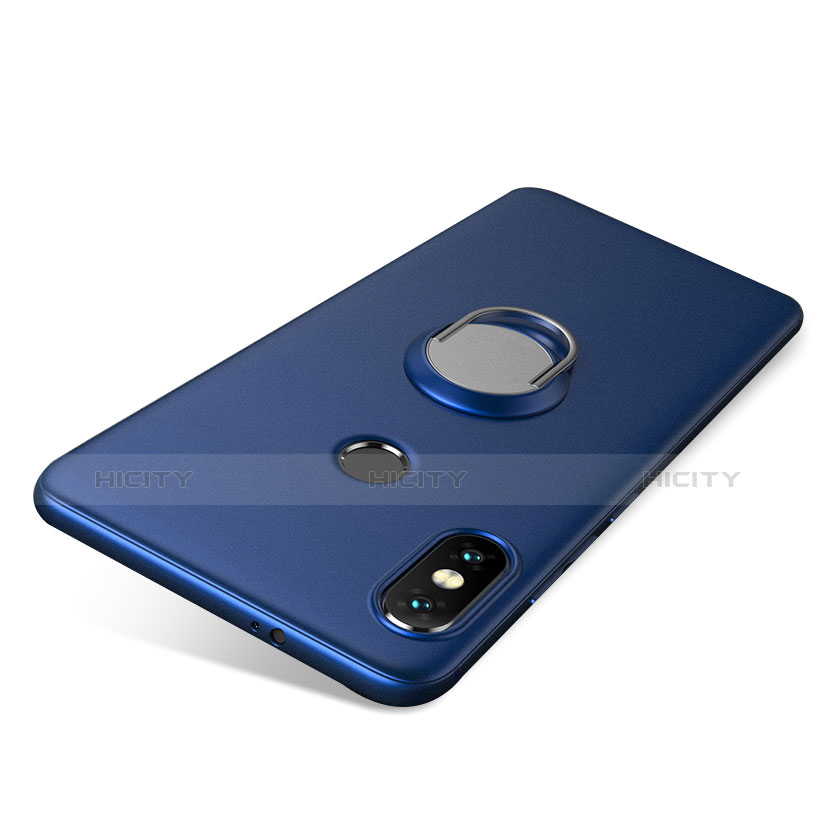 Coque Ultra Fine Silicone Souple Housse Etui avec Support Bague Anneau pour Xiaomi Redmi Note 5 Bleu Plus