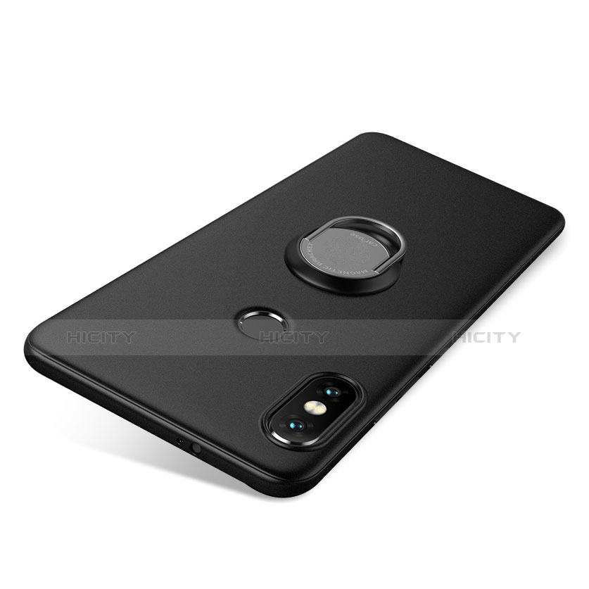 Coque Ultra Fine Silicone Souple Housse Etui avec Support Bague Anneau pour Xiaomi Redmi Note 5 Pro Noir Plus